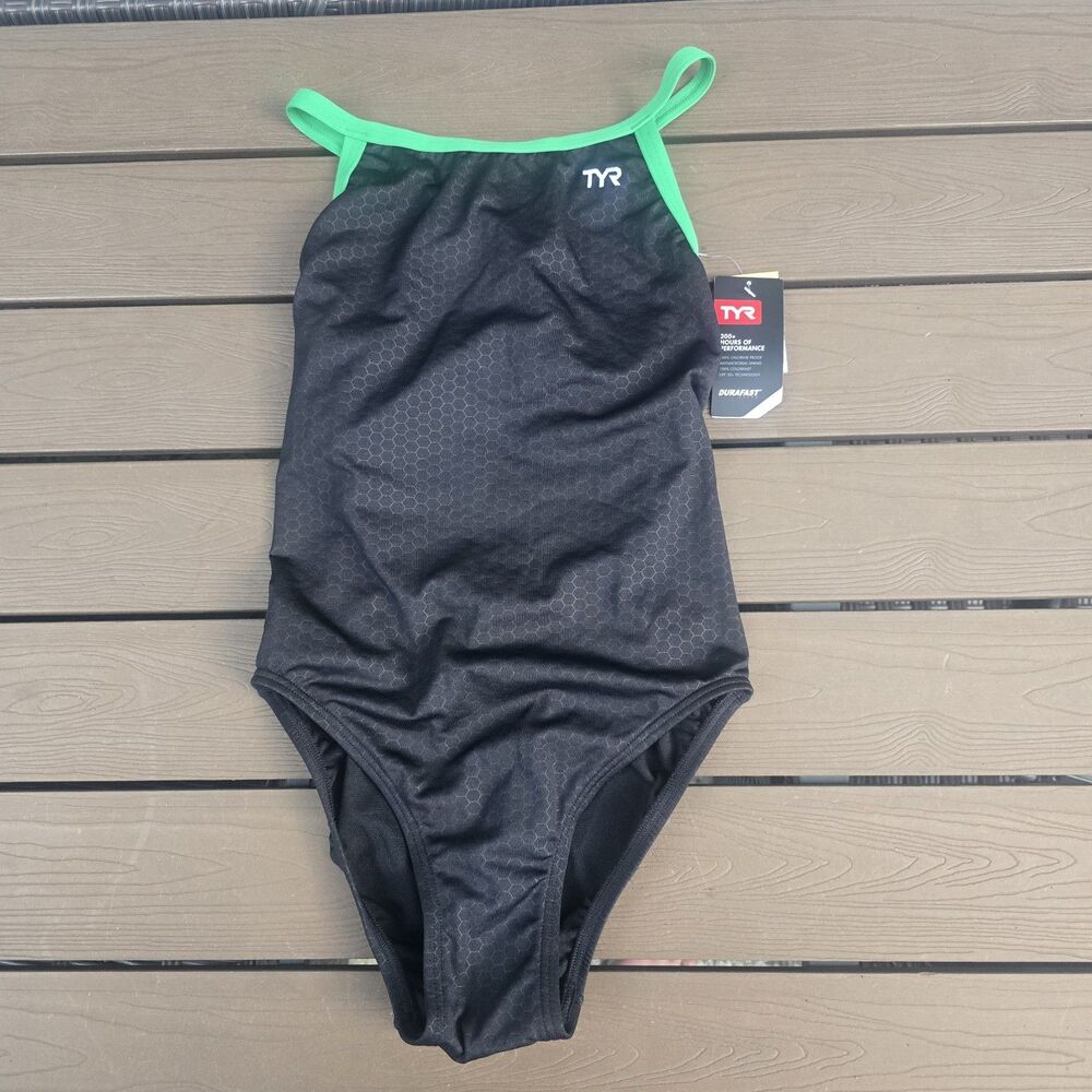 TYR Durafast Elite Women's Hexa Diamondfit Black/orange Sz 32 New